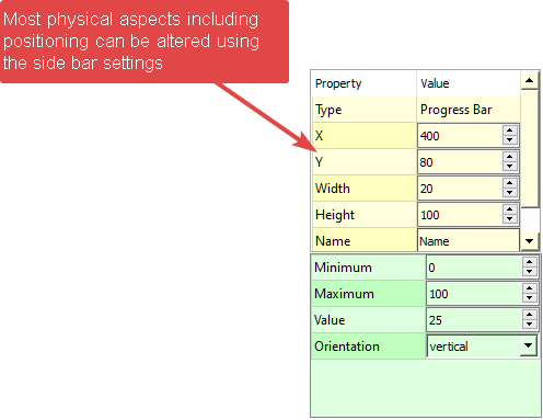 MatDeck GUI Designer element properties