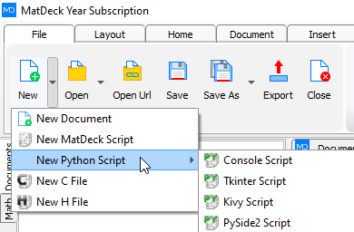 python script option in matdeck