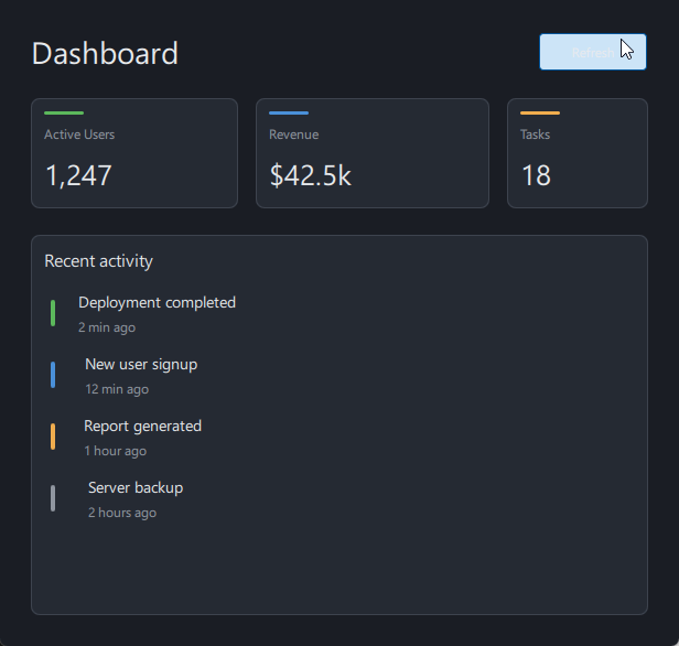 Julia GUI Designer Dashboard