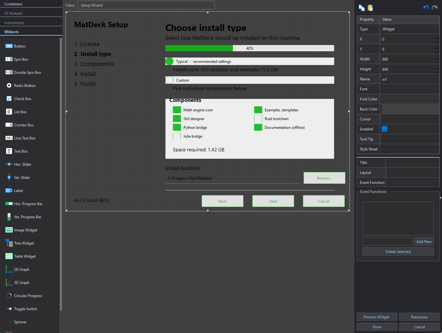 Julia GUI Designer Example 1