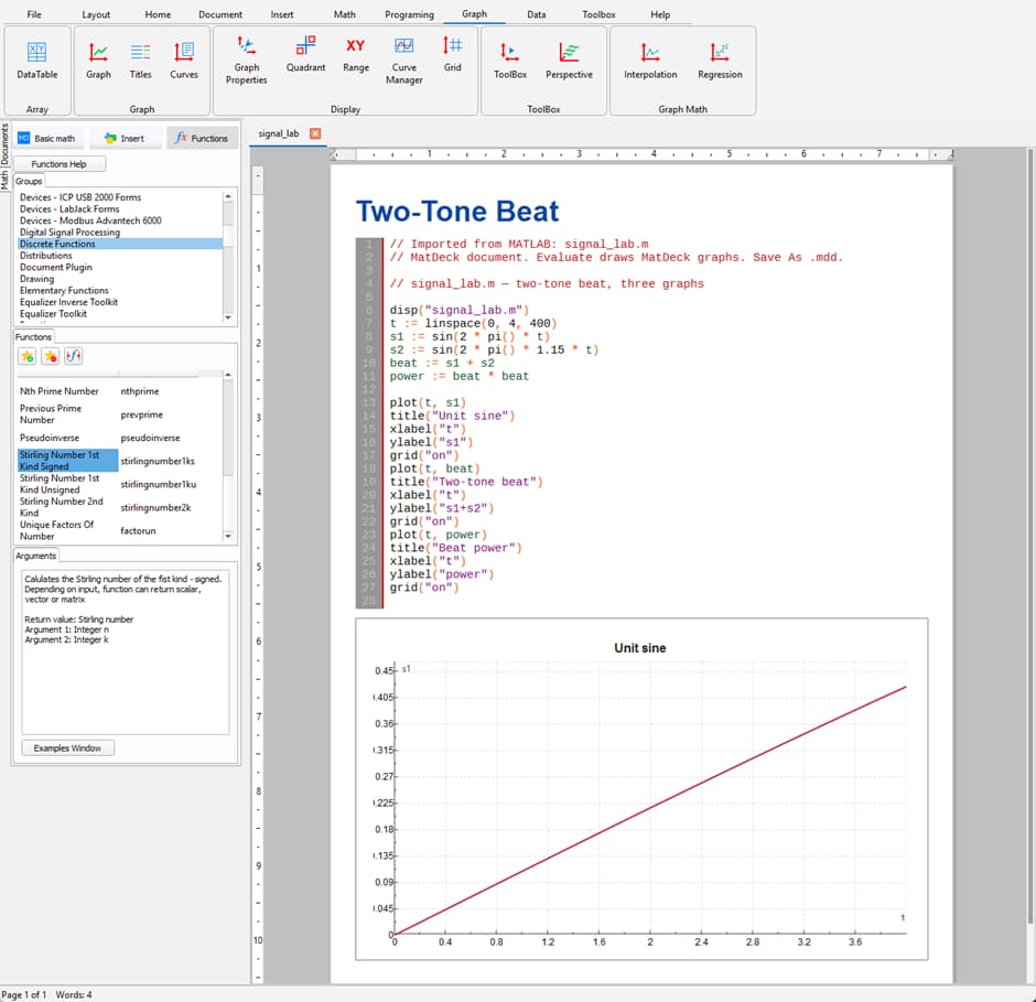 MATLAB code imported into MatDeck